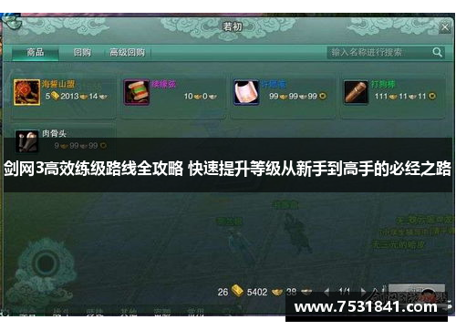 剑网3高效练级路线全攻略 快速提升等级从新手到高手的必经之路